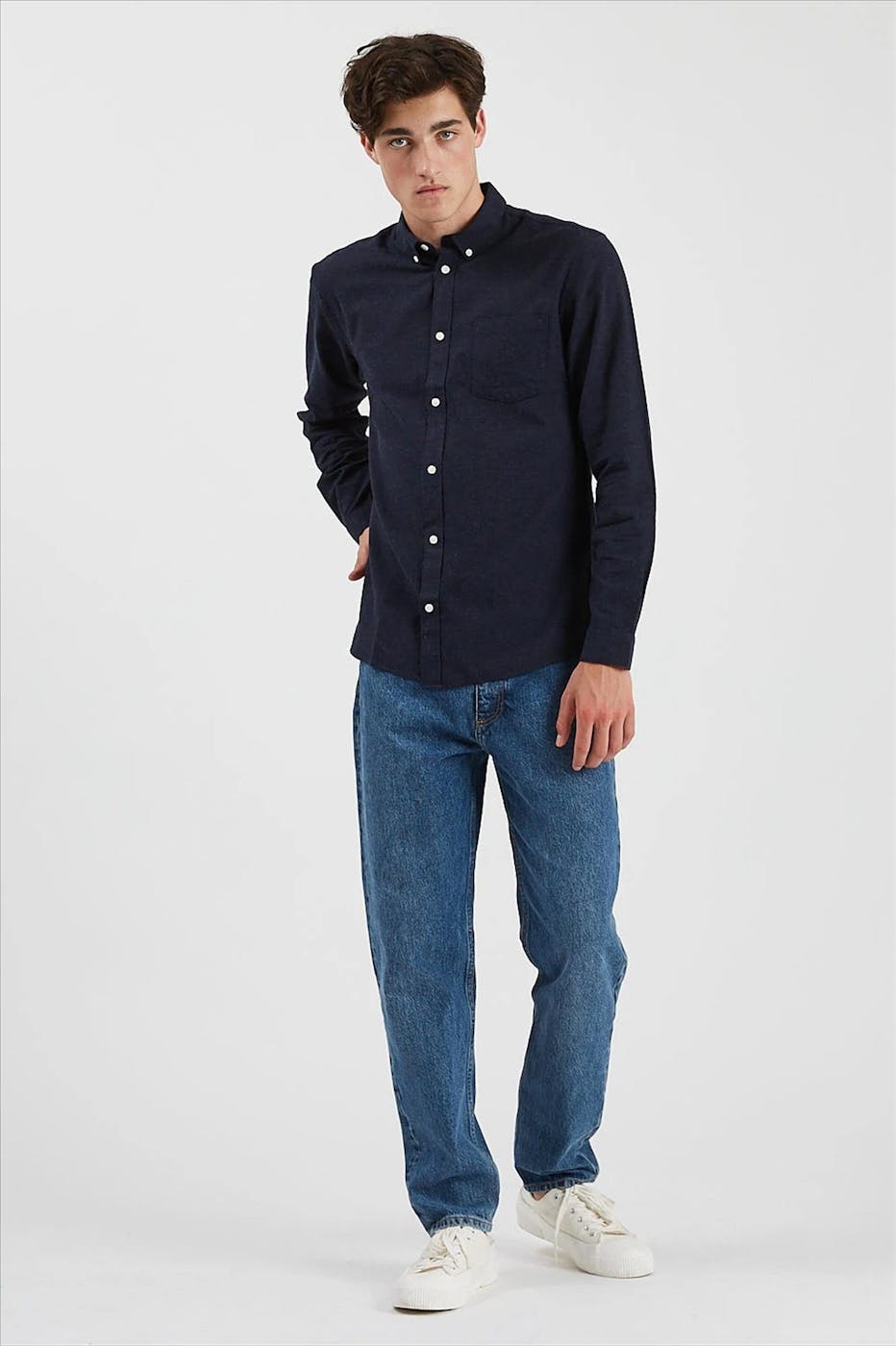 Minimum - Donkerblauw Jay hemd met lange mouw