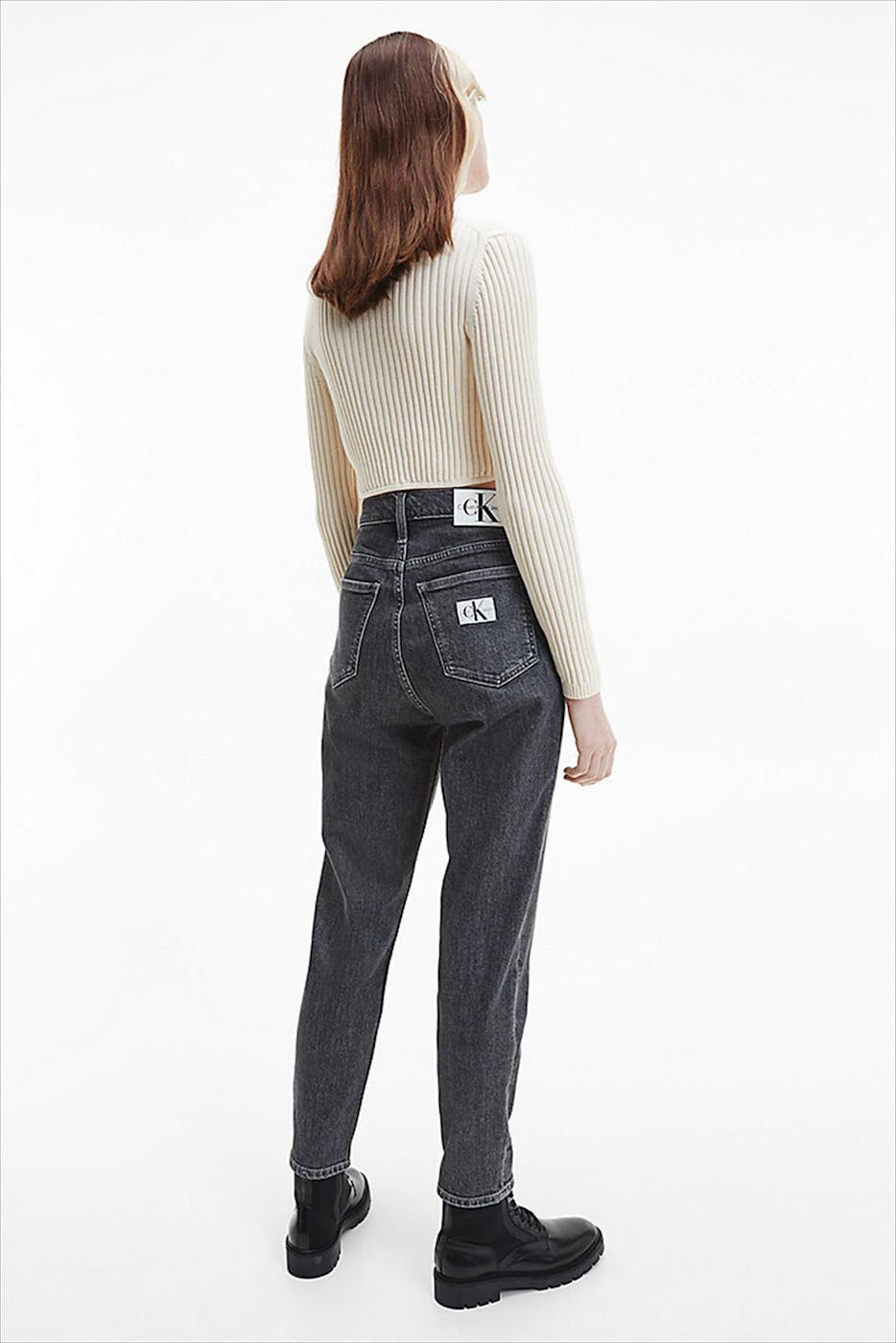 Calvin Klein Jeans - Ecru Cropped Logo trui