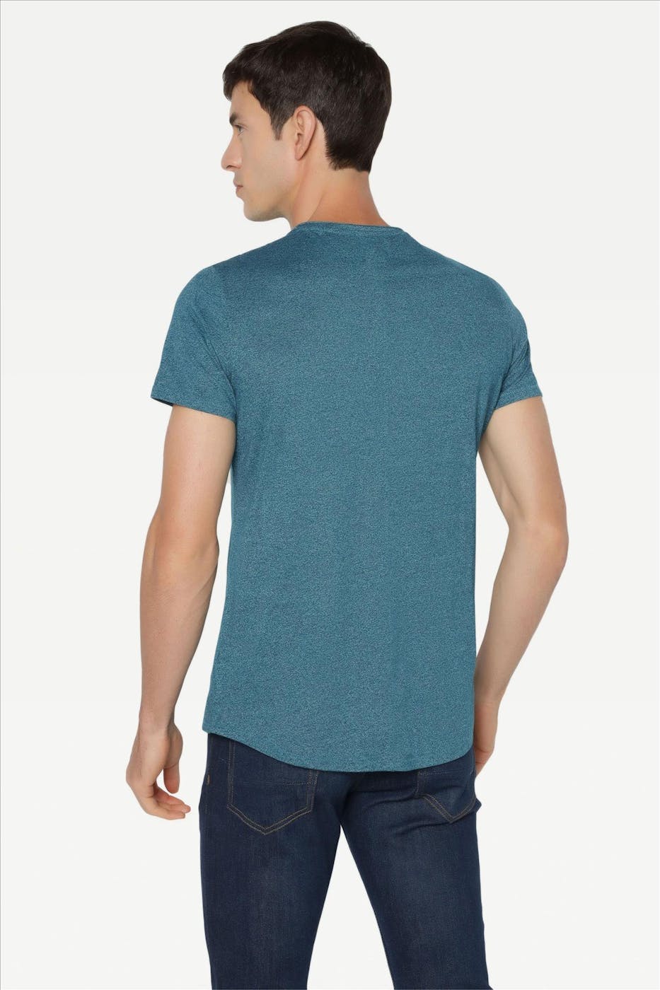 Tommy Jeans - Petrol- mêlee Slim Jaspe C Neck T-shirt