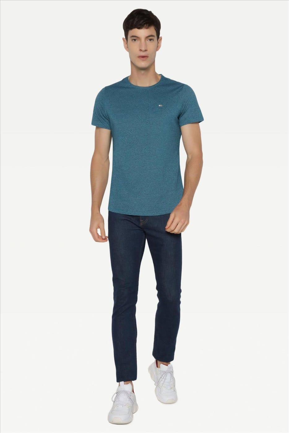 Tommy Jeans - Petrol- mêlee Slim Jaspe C Neck T-shirt