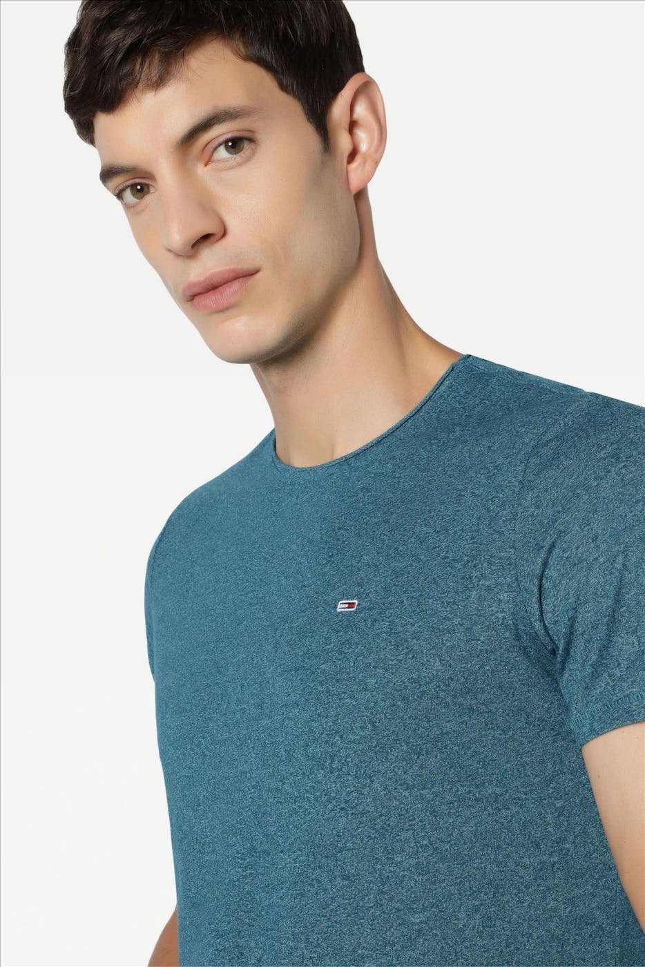 Tommy Jeans - Petrol- mêlee Slim Jaspe C Neck T-shirt