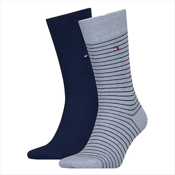 Hilfiger socks - Blauwe Classics 2-pack sokken, maat: 43-46