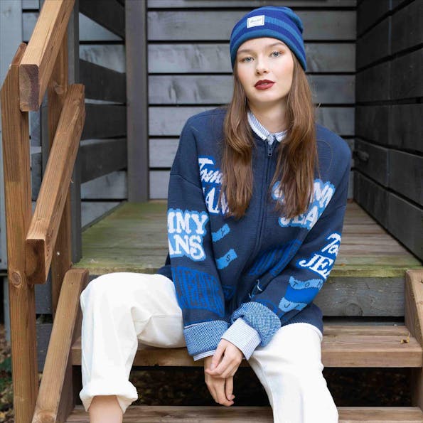 Tommy Jeans - Donkerblauwe Knitted Bomber trui