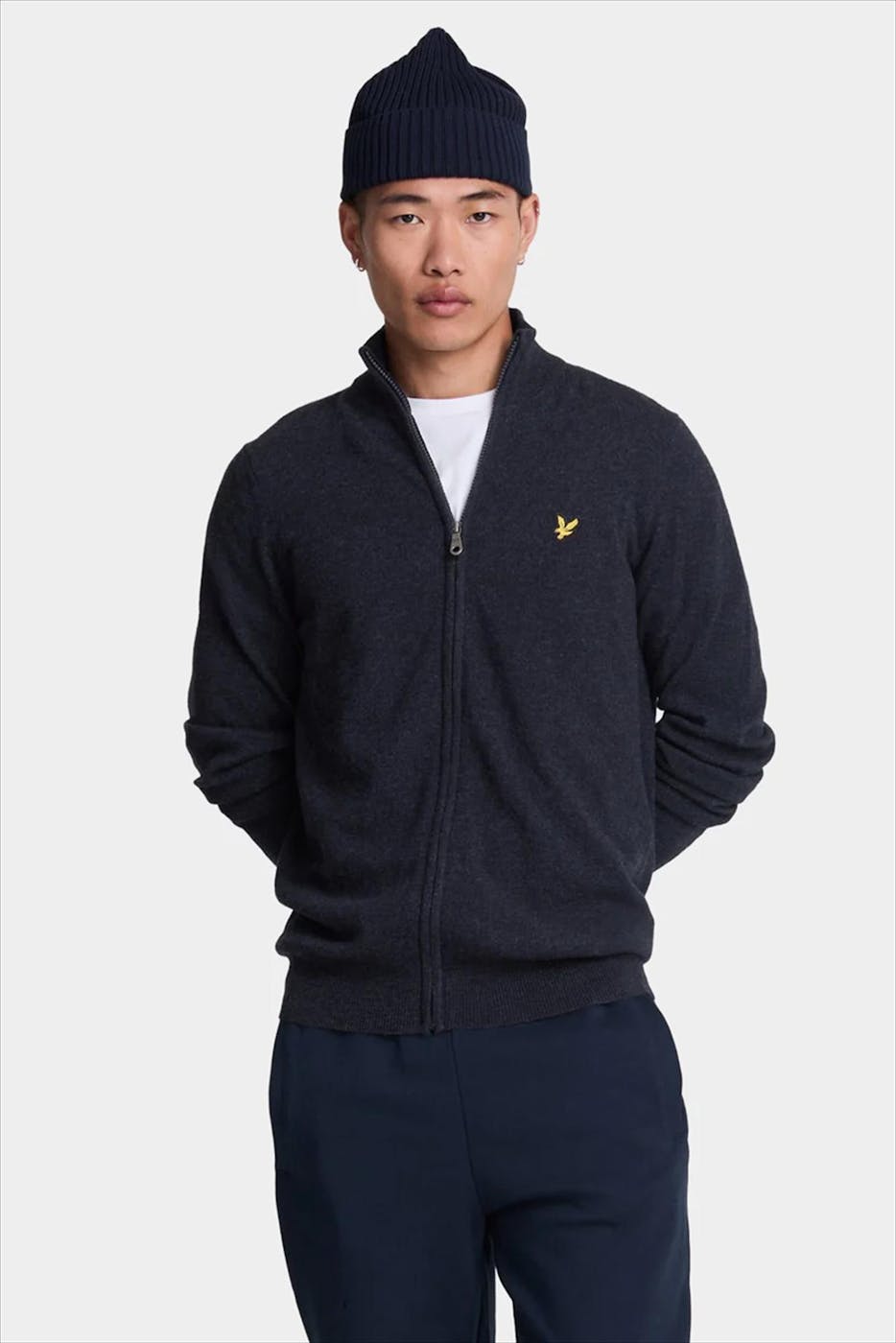 Lyle & Scott - Donkerblauwe Lambswool Blend cardigan