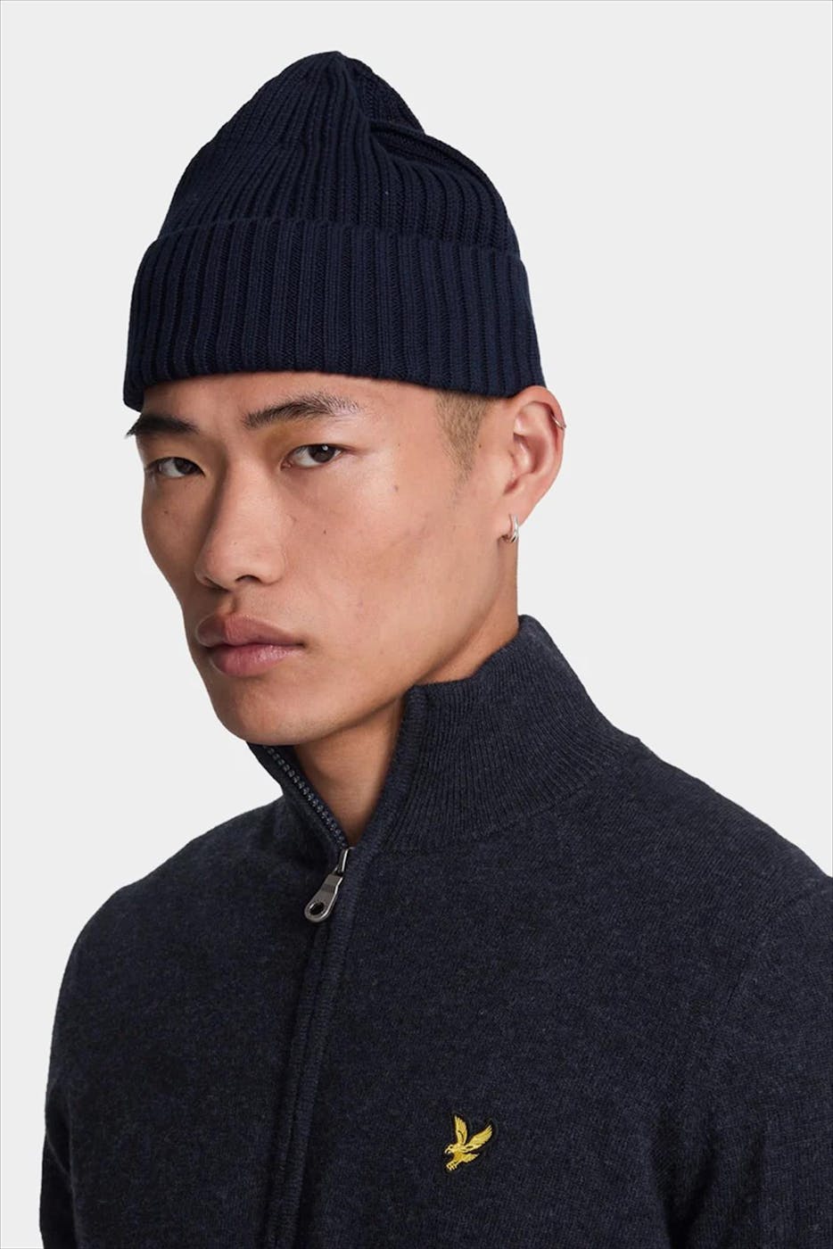 Lyle & Scott - Donkerblauwe Lambswool Blend cardigan