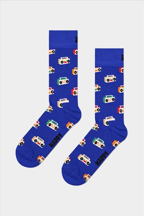 Happy Socks - Kobaltblauwe Boom Box sokken, maat: 41-46