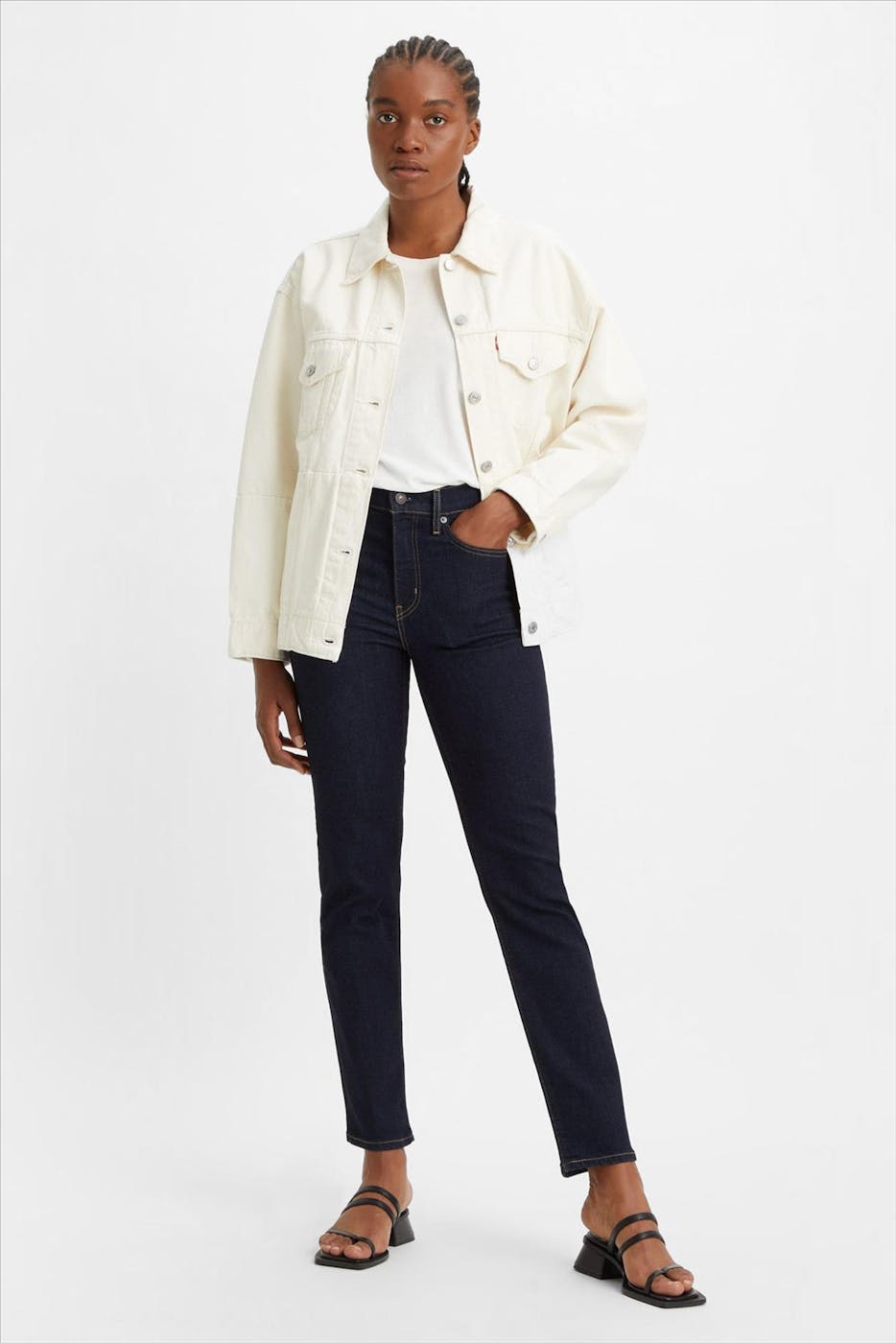 Levi's - Donkerblauwe 724 High-Waist Slim Straight jeans