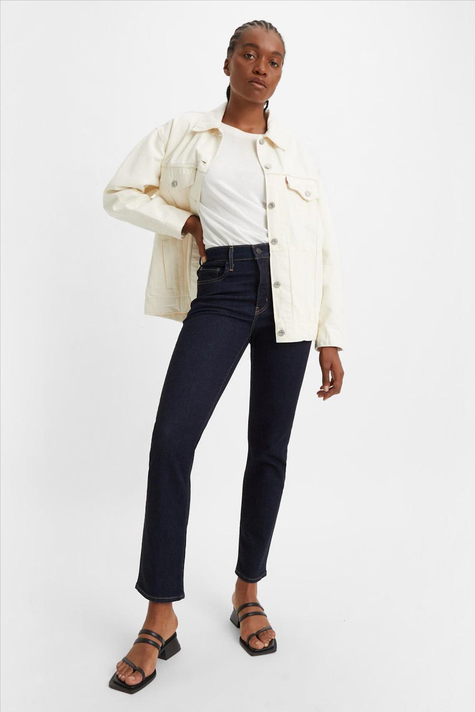 Levi's - Donkerblauwe 724 High-Waist Slim Straight jeans