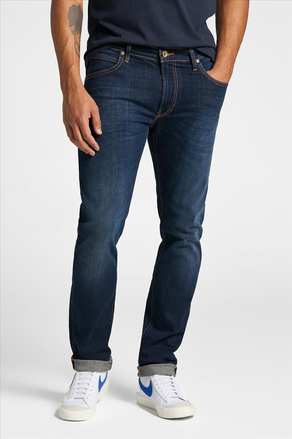 Lee - Donkerblauwe Luke slim tapered jeans