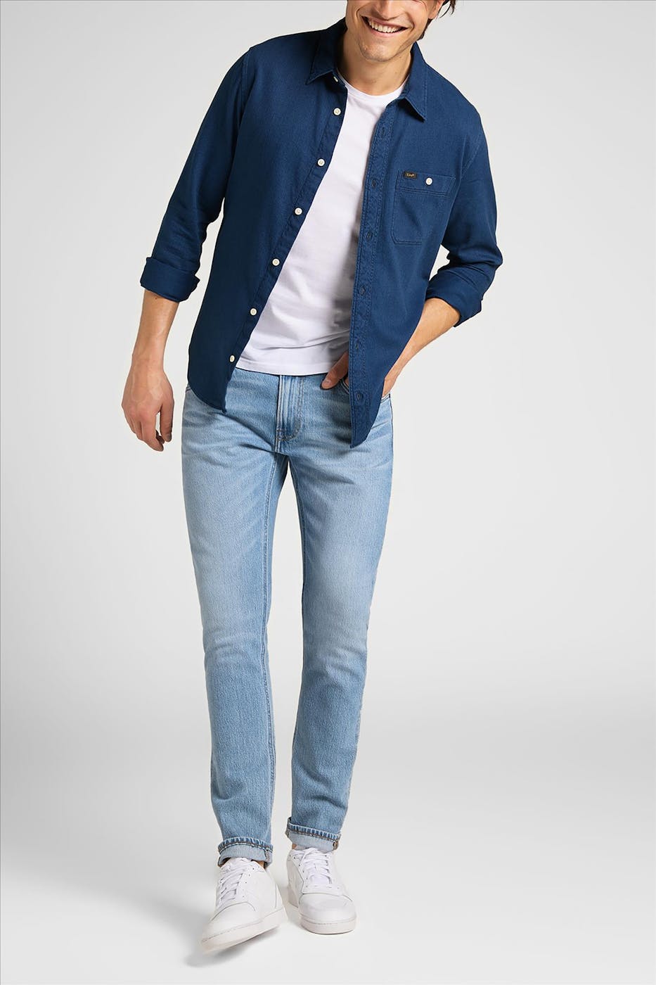Lee - Lichtblauwe Luke slim tapered jeans