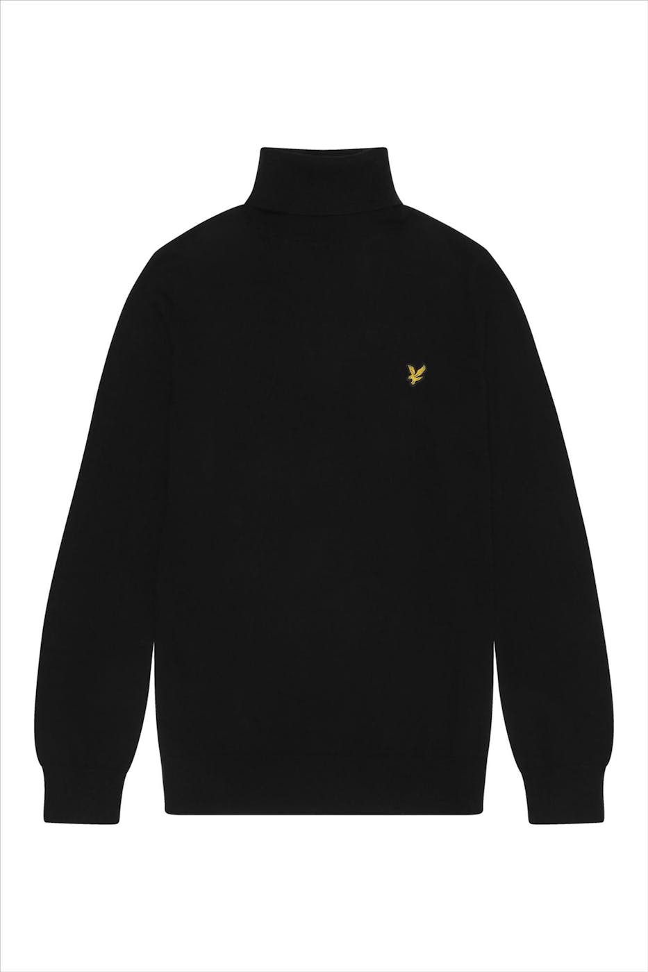 Lyle & Scott - Zwarte Cotton Merino coltrui