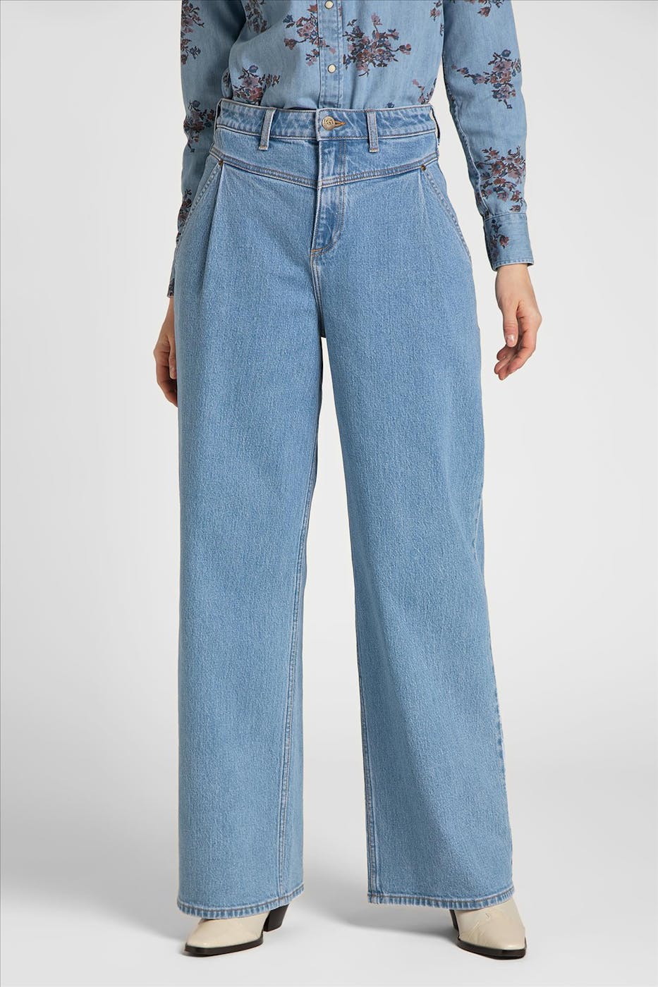 Lee - Lichtblauwe Stella A Line Yoke wide jeans
