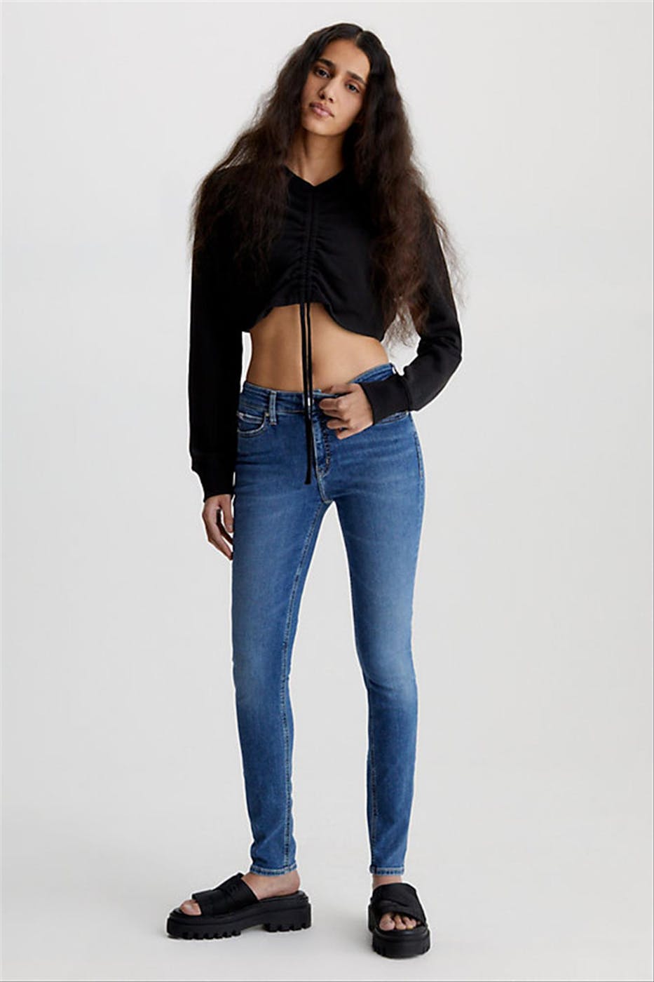 Calvin Klein Jeans - Donkerblauwe Mid Rise Skinny jeans