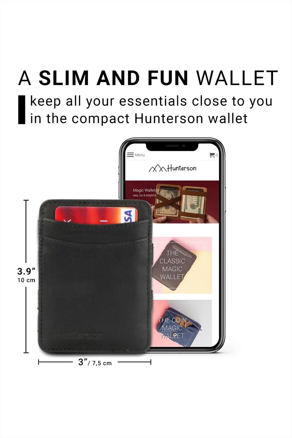 Hunterson - Zwarte Magic Wallet portefeuille