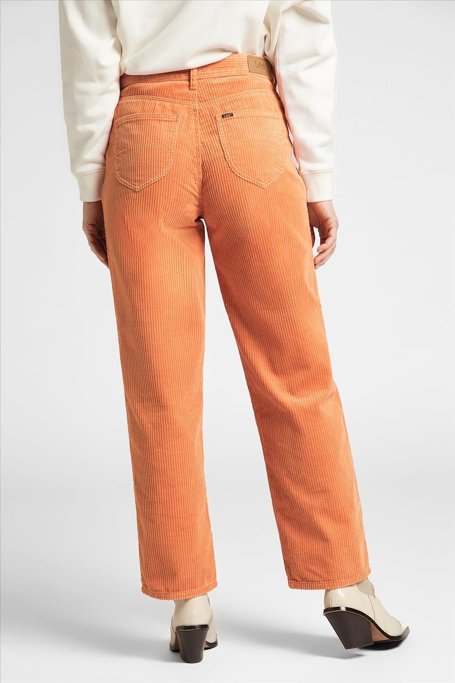 Lee - Oranje Wide Leg Long wide ribfluwelen 5-pocket
