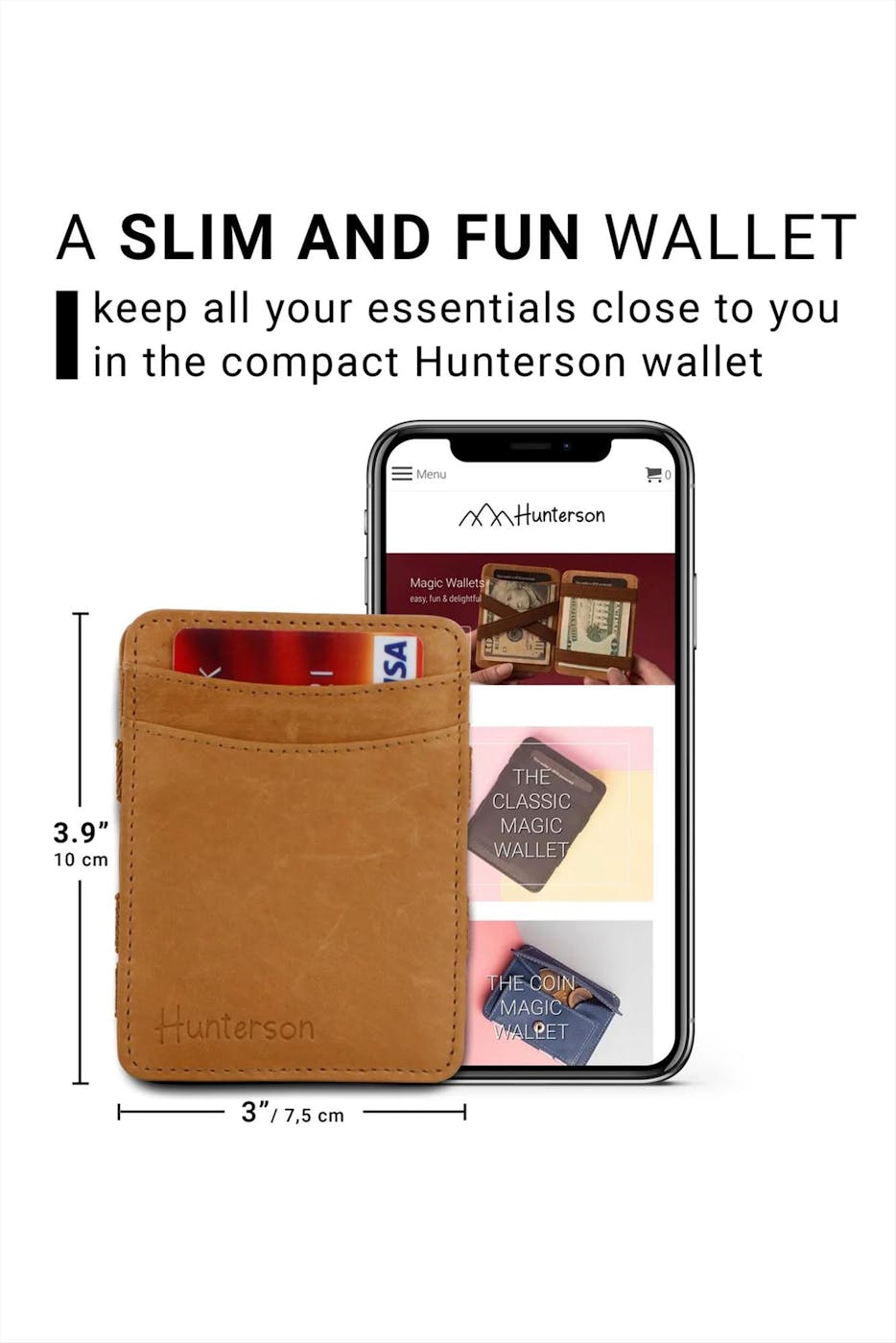 Hunterson - Cognac Magic Wallet portefeuille