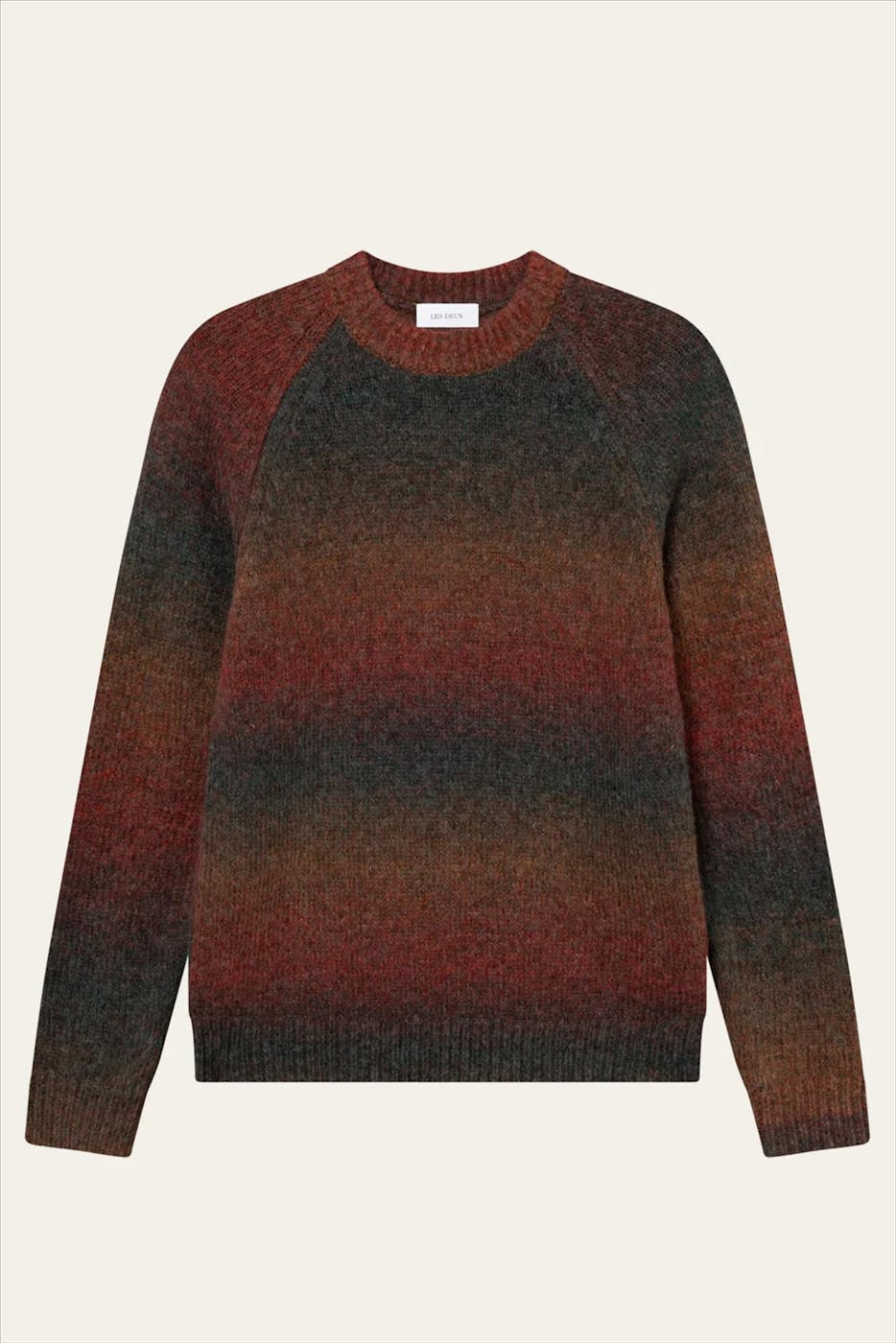 LES DEUX  - Donkeroranje-Groene Brad Gradient trui