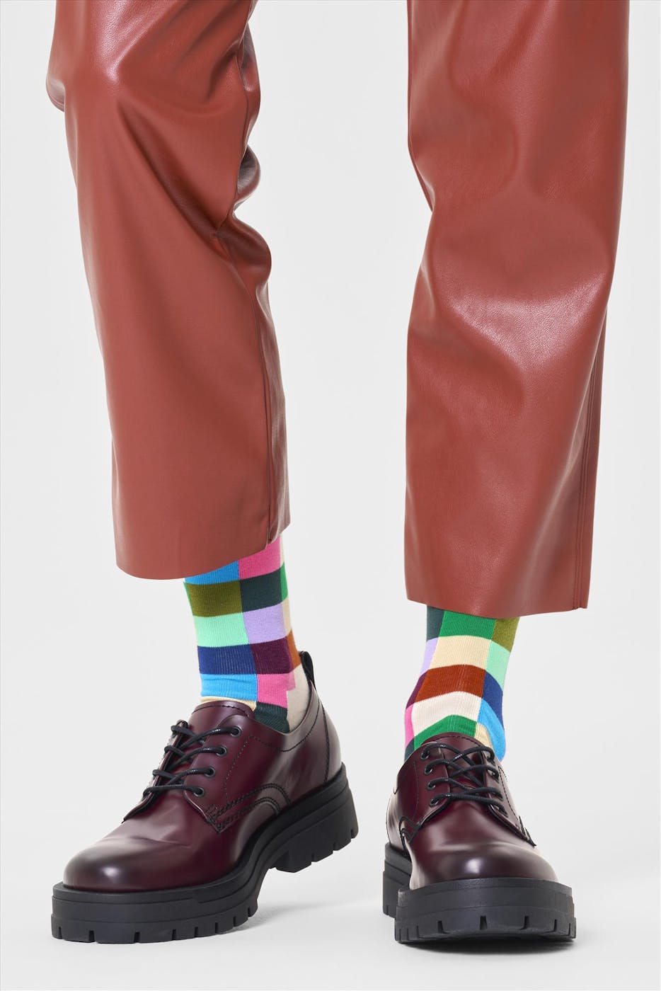 Happy Socks - Multicolor Rainbow Check sokken, maat: 41-46