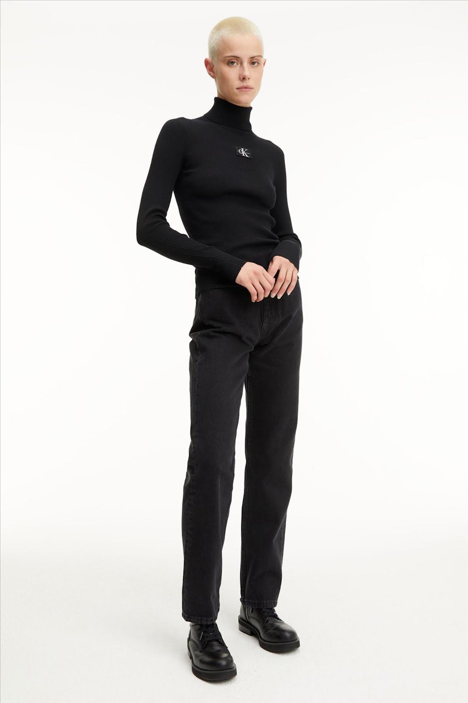 Calvin Klein Jeans - Zwarte Geribbelde coltrui