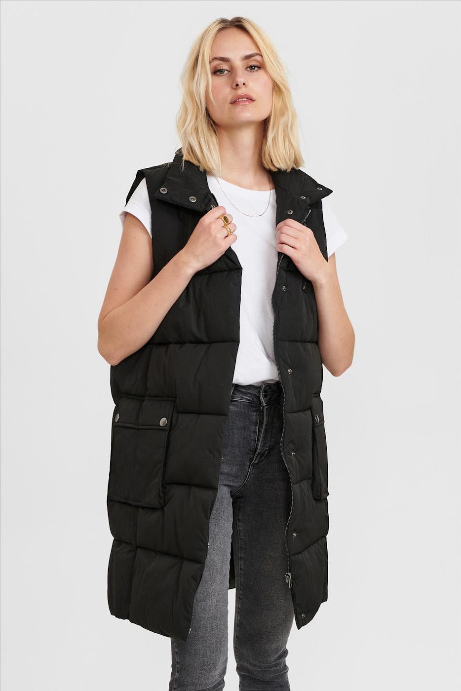 Nümph - Zwarte Nuconnery lange matelassé bodywarmer