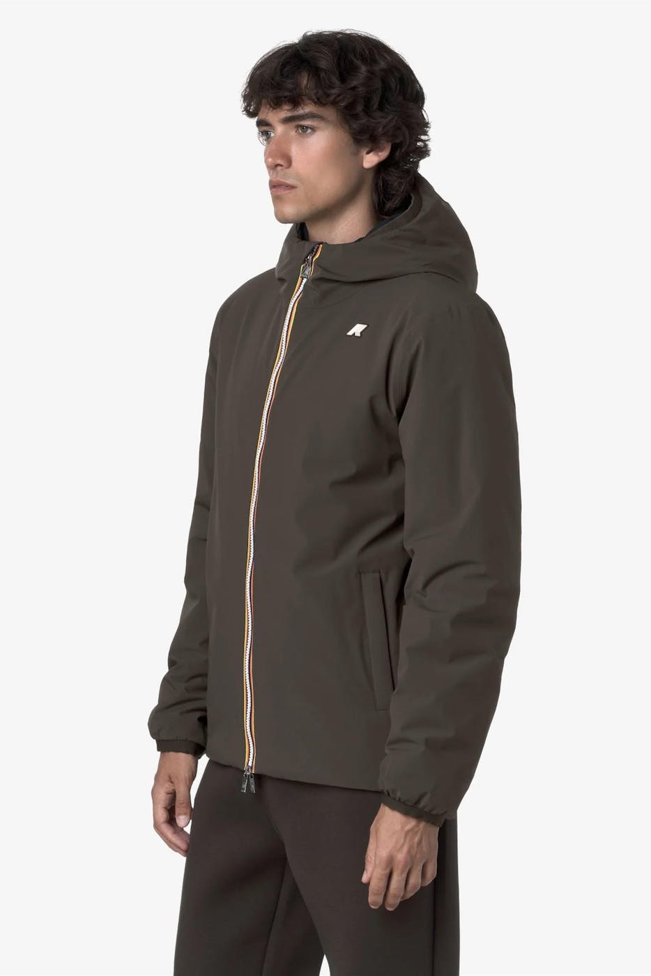 K-Way - Donkergroene-Donkerblauwe Jack St Warm Double jas