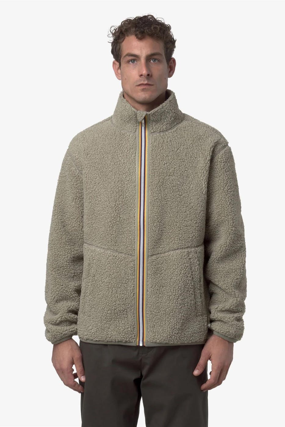 K-Way - Beigegroene Pascal Sherpa Polar jas