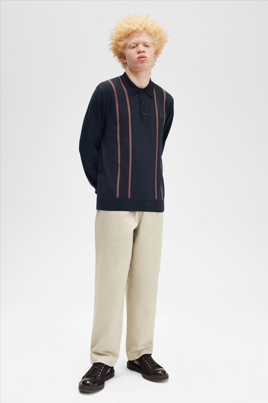 Fred Perry - Donkerblauwe Vertical Stripe polotrui
