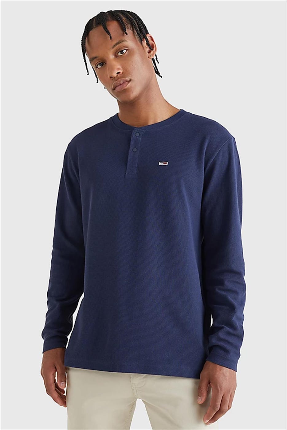 Tommy Jeans - DonkerblauweTJM Waffle Henley Snit T-shirt