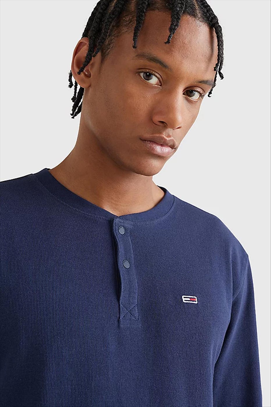 Tommy Jeans - DonkerblauweTJM Waffle Henley Snit T-shirt