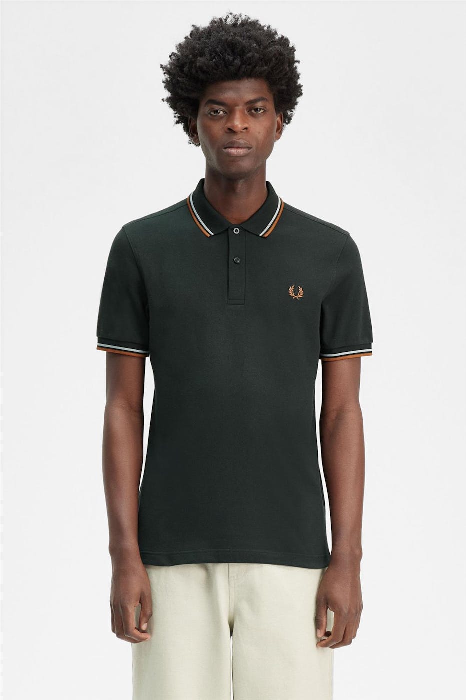 Fred Perry - Donkergroene Twin Tipped polo