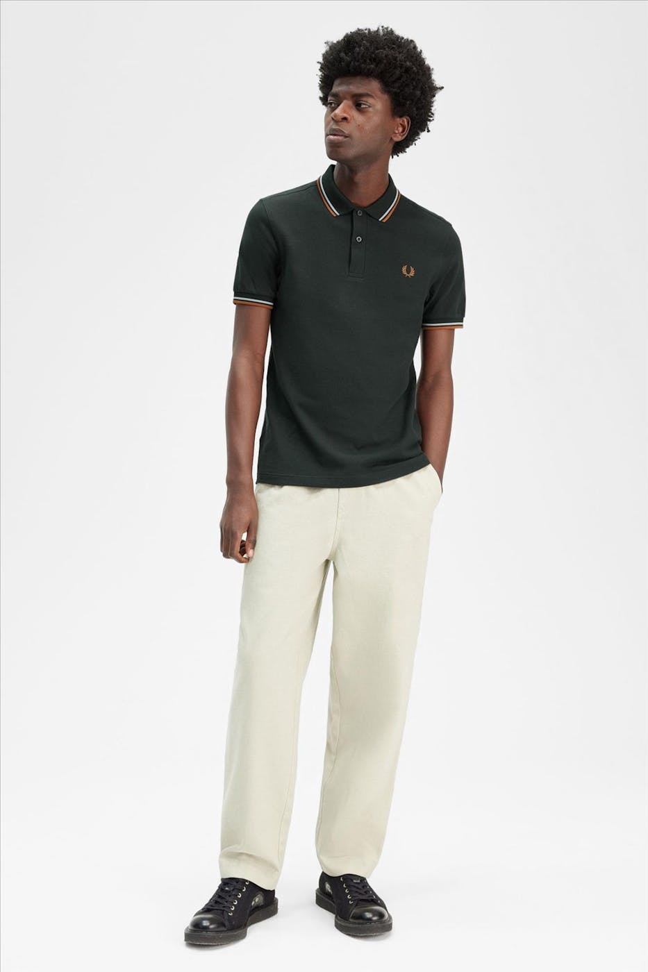 Fred Perry - Donkergroene Twin Tipped polo