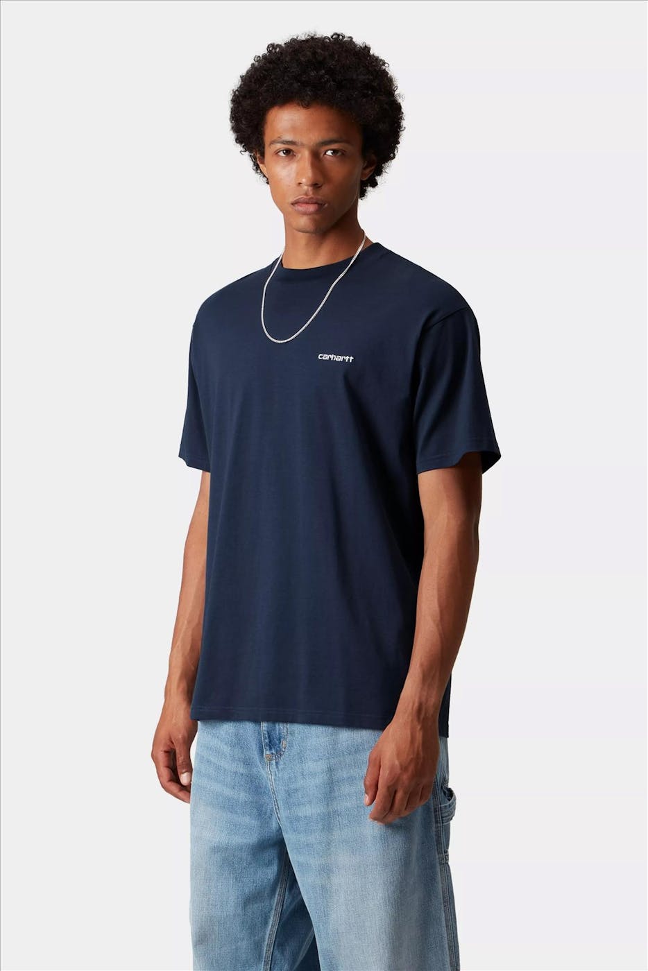 Carhartt WIP - Donkerblauwe Script Embroidery T-shirt