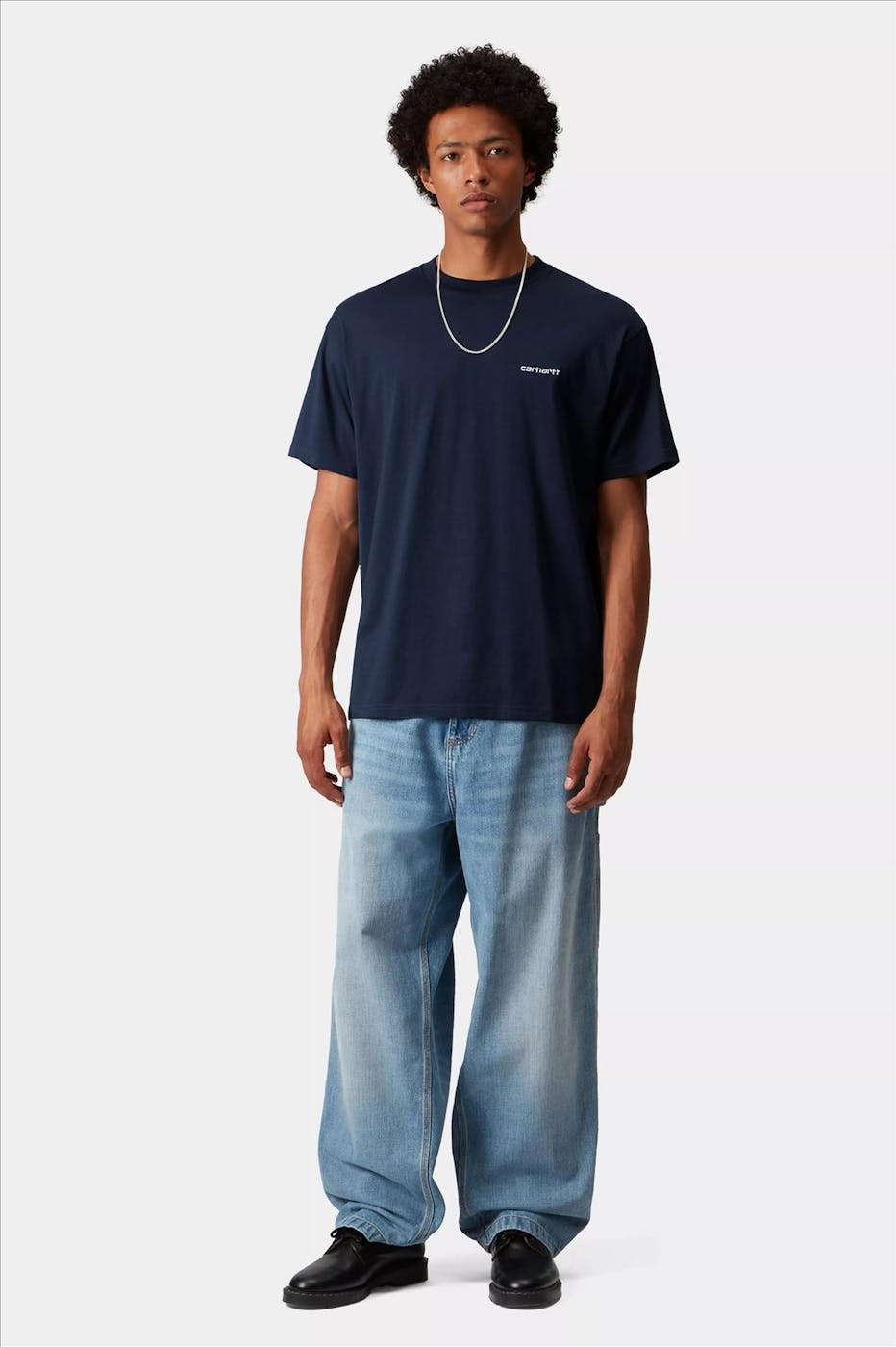 Carhartt WIP - Donkerblauwe Script Embroidery T-shirt