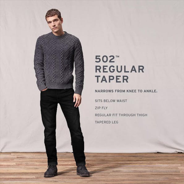 Levi's - Zwarte 502 straight tapered jeans