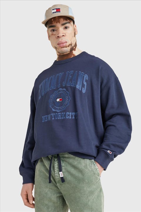 Tommy Jeans - Donkerblauwe Reverse Slub Crew Sweater