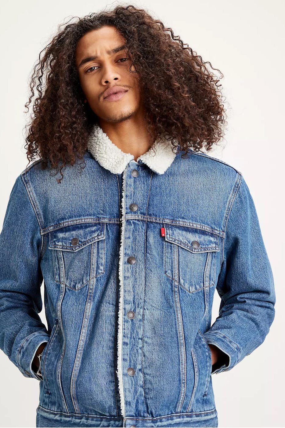 Levi's - Blauwe jeans Trucker sherpa jacket