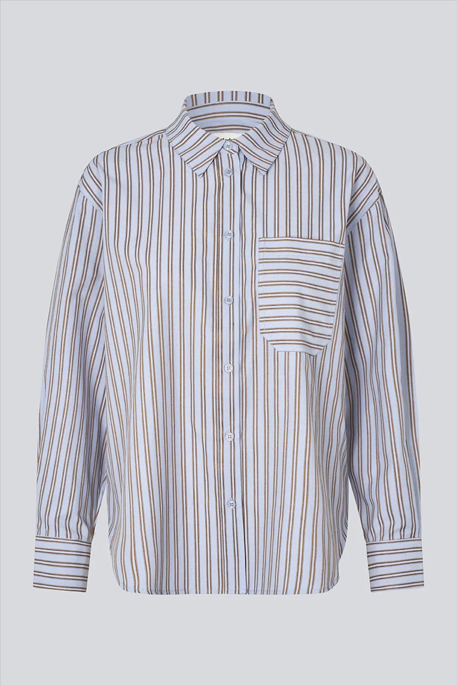 Modström - Lichtblauw-Roestbruine Mille blouse
