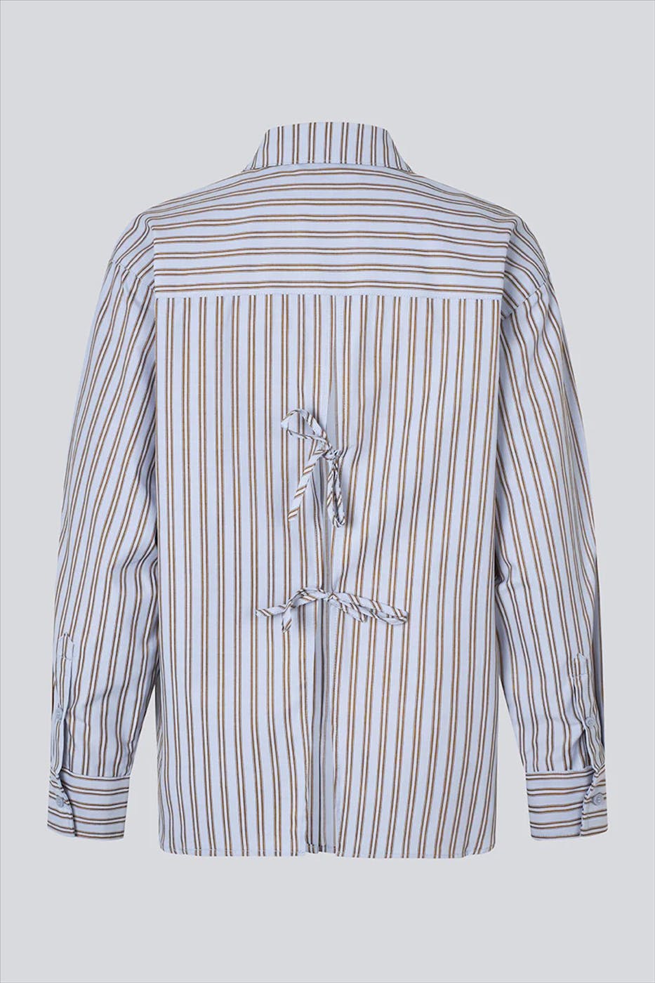 Modström - Lichtblauw-Roestbruine Mille blouse