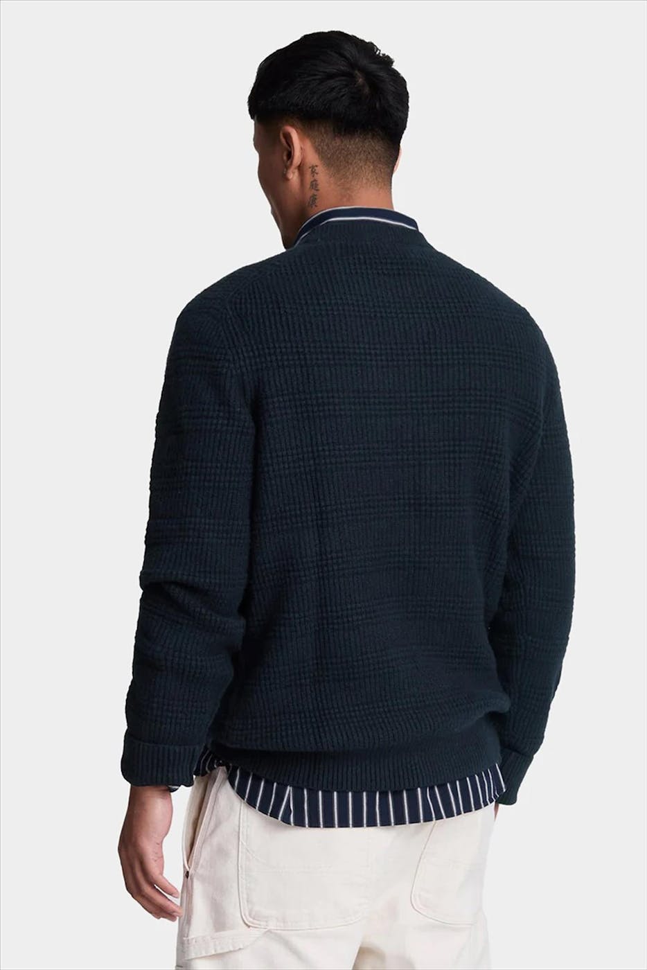 Lyle & Scott - Donkerblauwe Waffle Knit trui