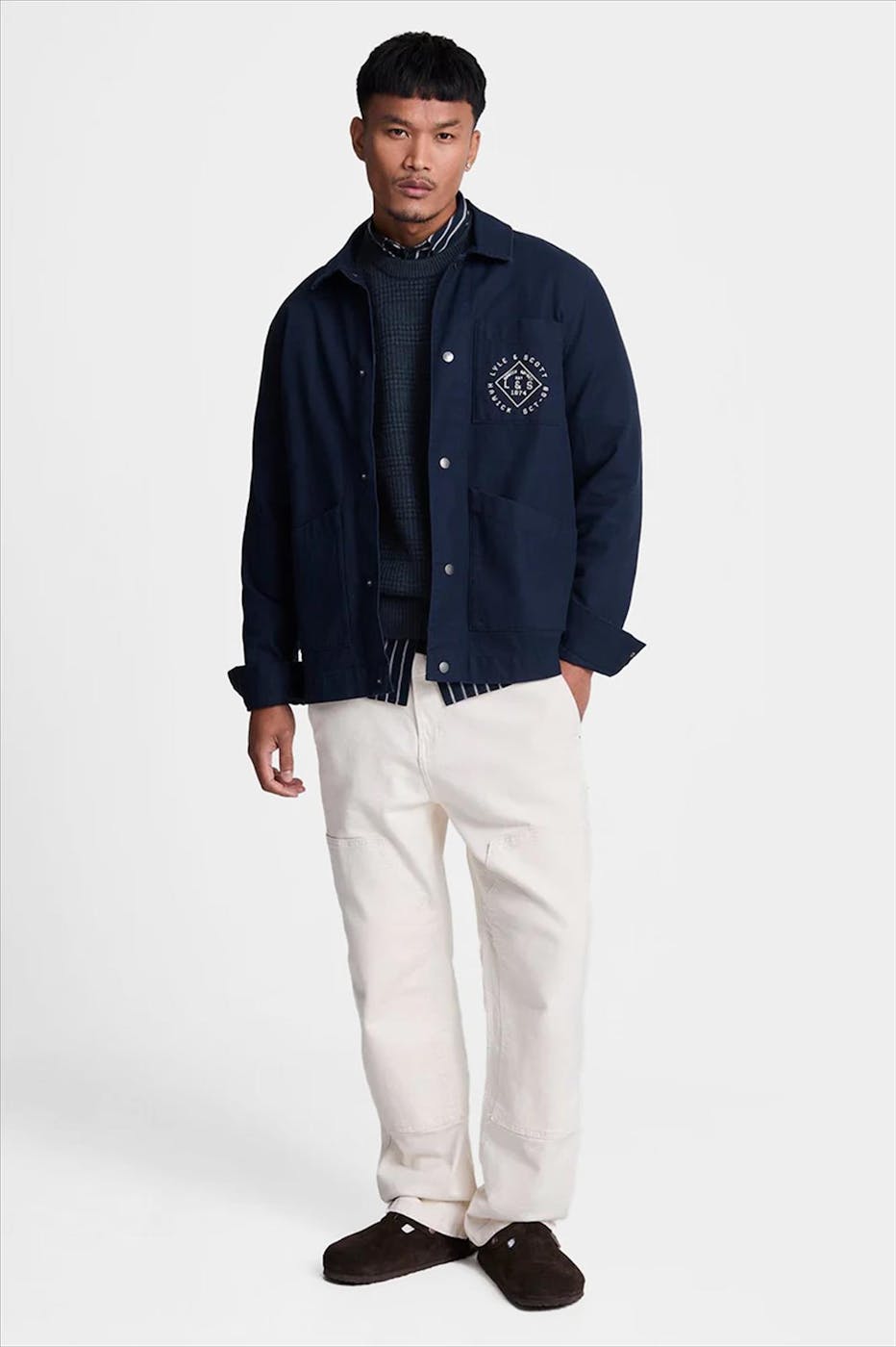 Lyle & Scott - Donkerblauwe Waffle Knit trui