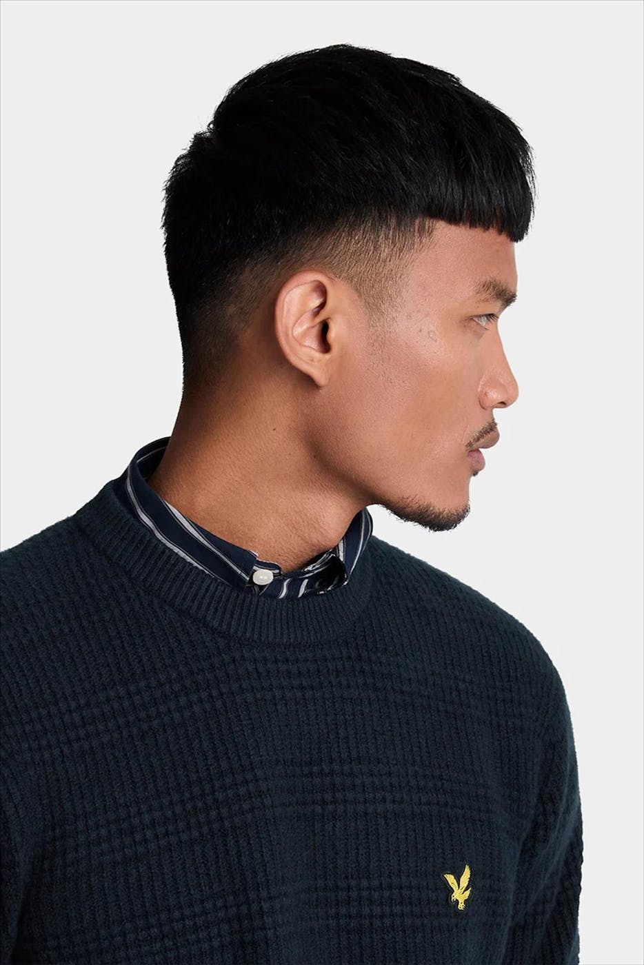 Lyle & Scott - Donkerblauwe Waffle Knit trui