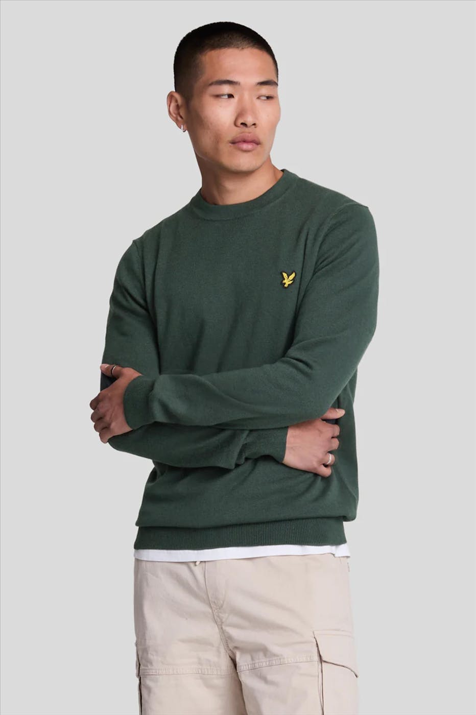 Lyle & Scott - Donkergroene Merino Wol trui