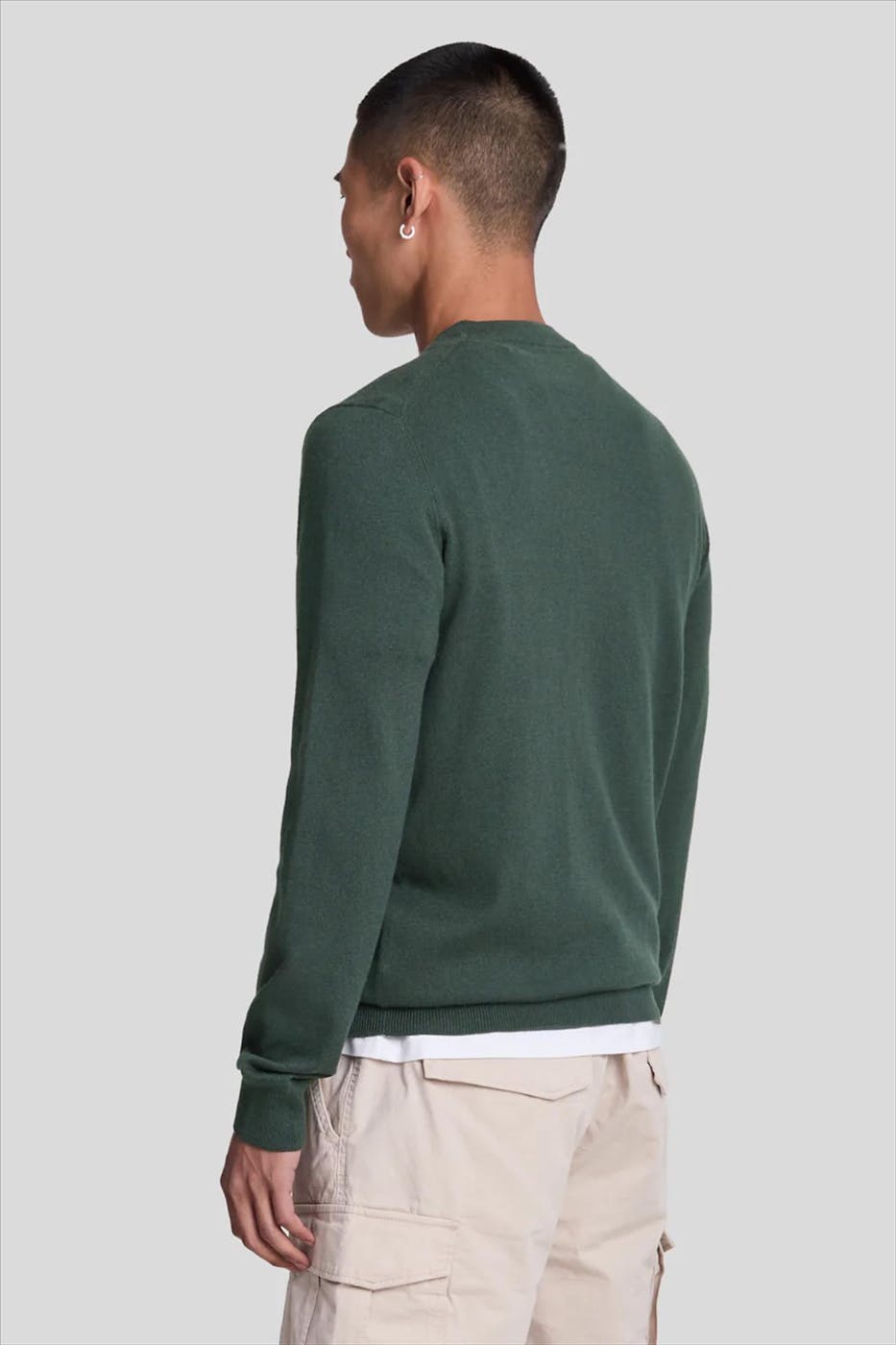 Lyle & Scott - Donkergroene Merino Wol trui