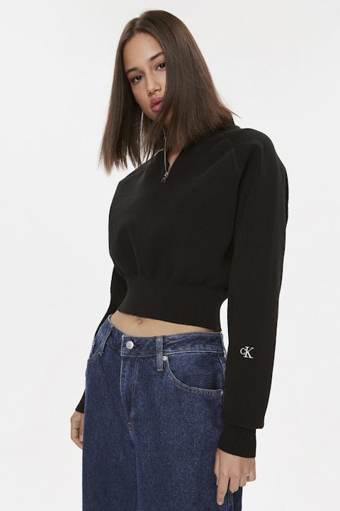 Calvin Klein Jeans - Zwarte Halve Rits trui