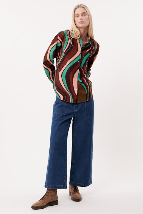 FRNCH - Multicolor Ribfluwelen Elyanne blouse
