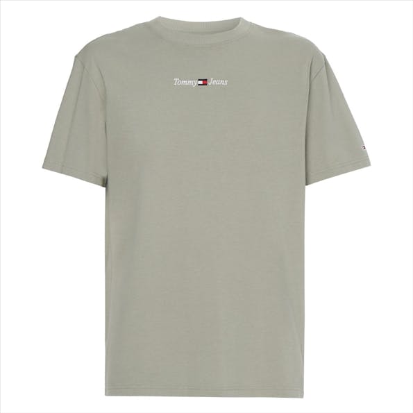 Tommy Jeans - Olijf-groene Casual Linear Logo T-shirt