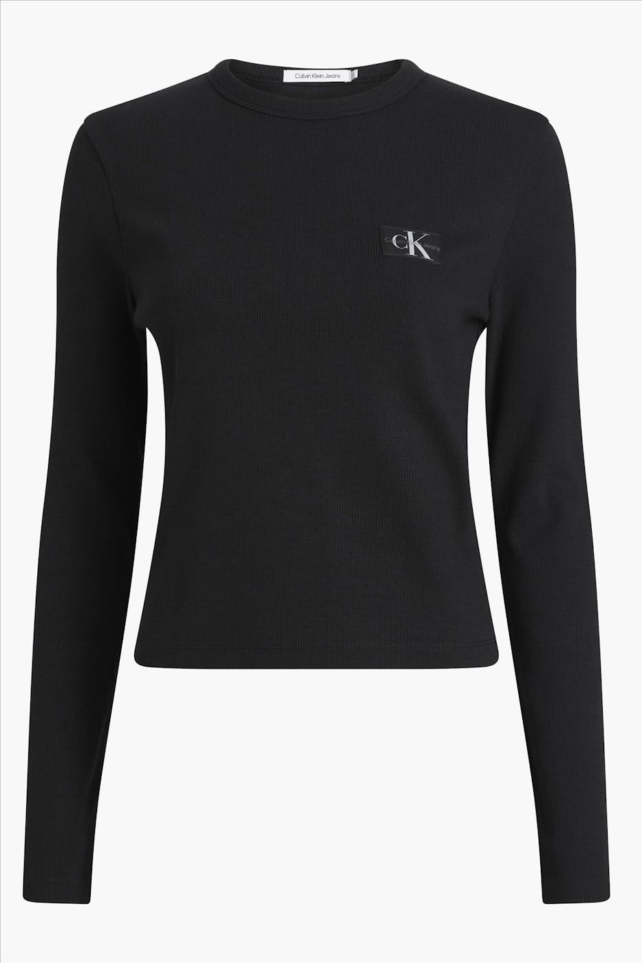 Calvin Klein Jeans - Zwarte Geribbelde T-shirt