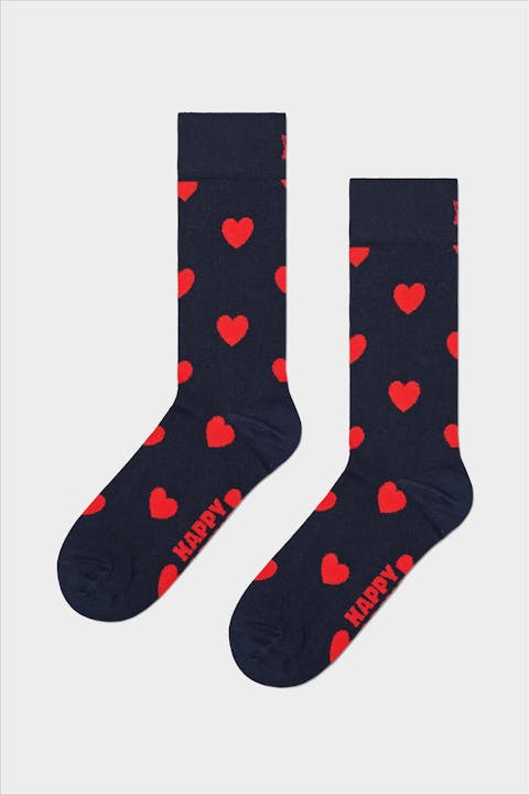 Happy Socks - Donkerblauwe Heart sokken, maat: 41-46