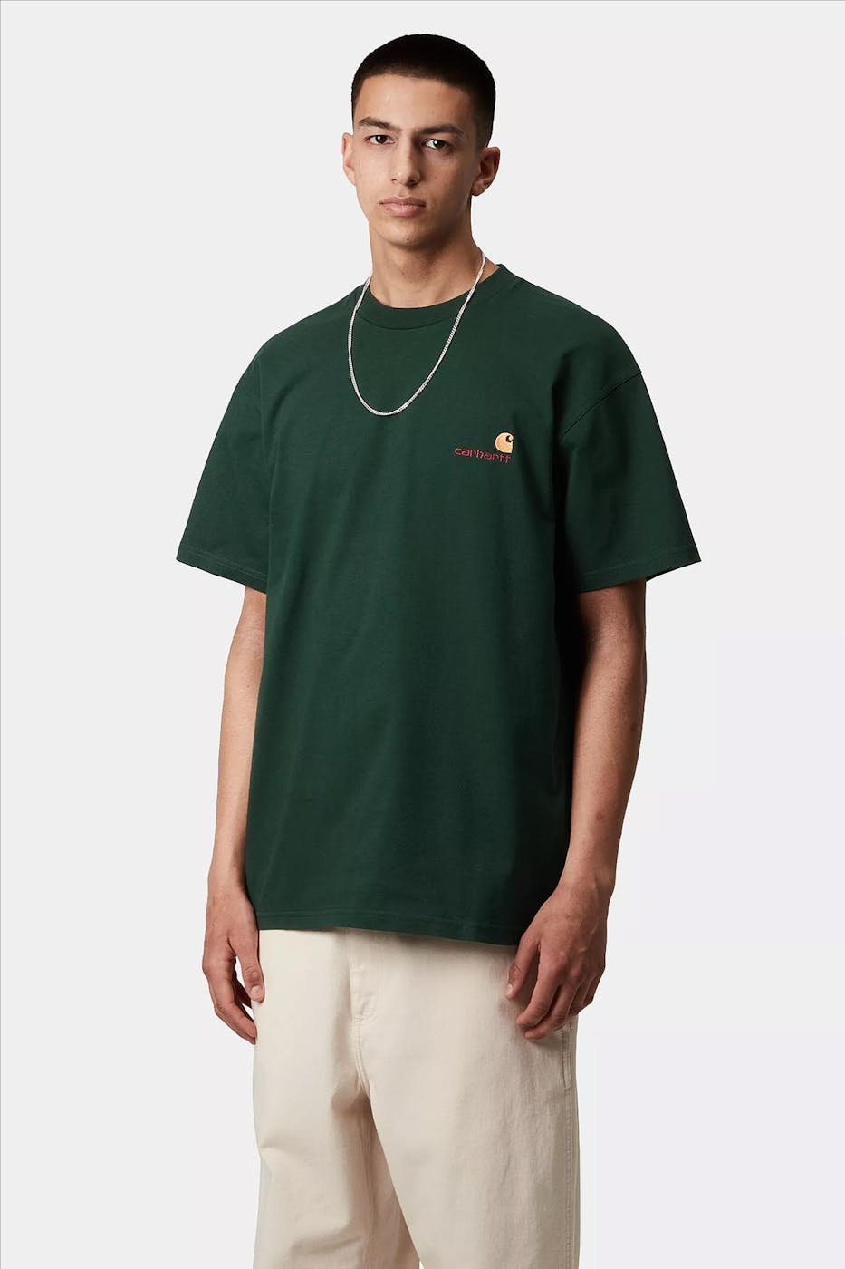 Carhartt WIP - Donkergroene American Script T-shirt