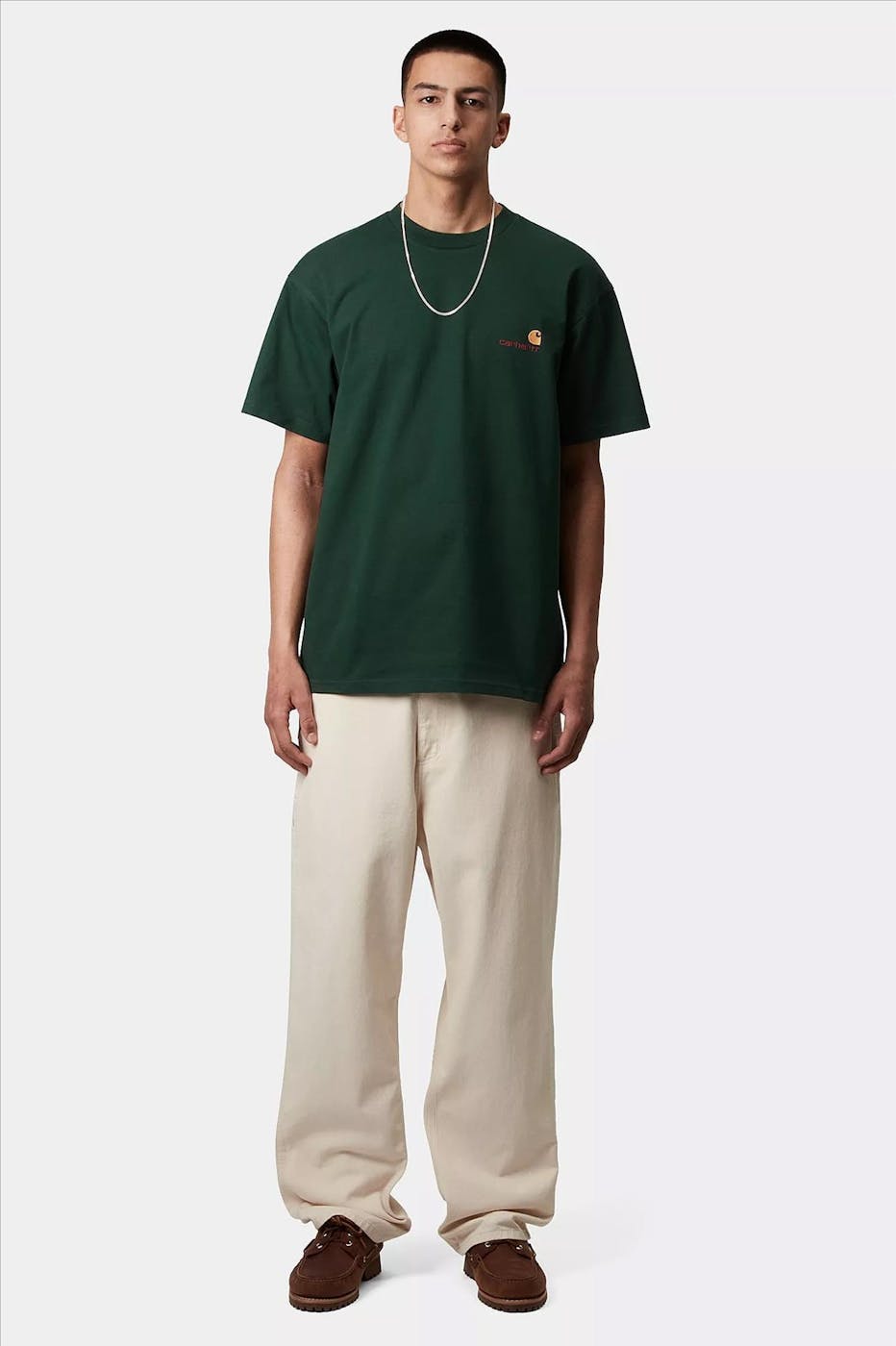Carhartt WIP - Donkergroene American Script T-shirt